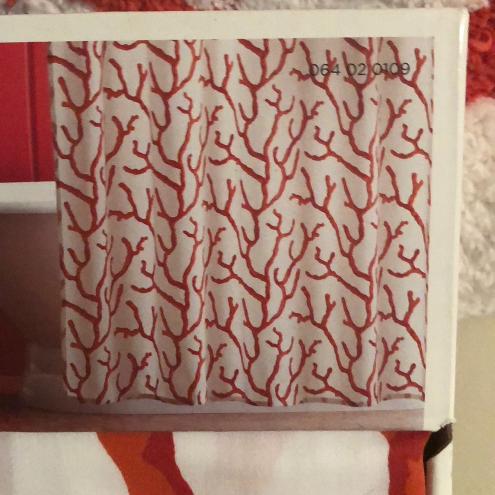 Coral Shower Curtain, Rug & (2) Hand Towels - Picture 3 of 4